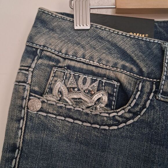 Paisley Sky jeans women's 6 light wash faded embelished y2k glam rhinestones - Picture 3 of 10